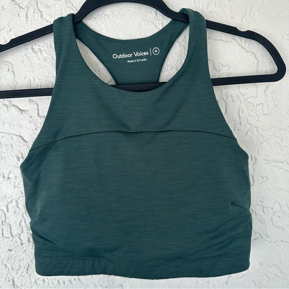 OUTDOOR VOICES Crop Top Sport Bra Women Medium Tech Sweat Green Racerback Padded